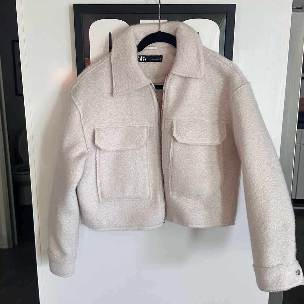 Zara Women's Soft Cream Teddy Jacket